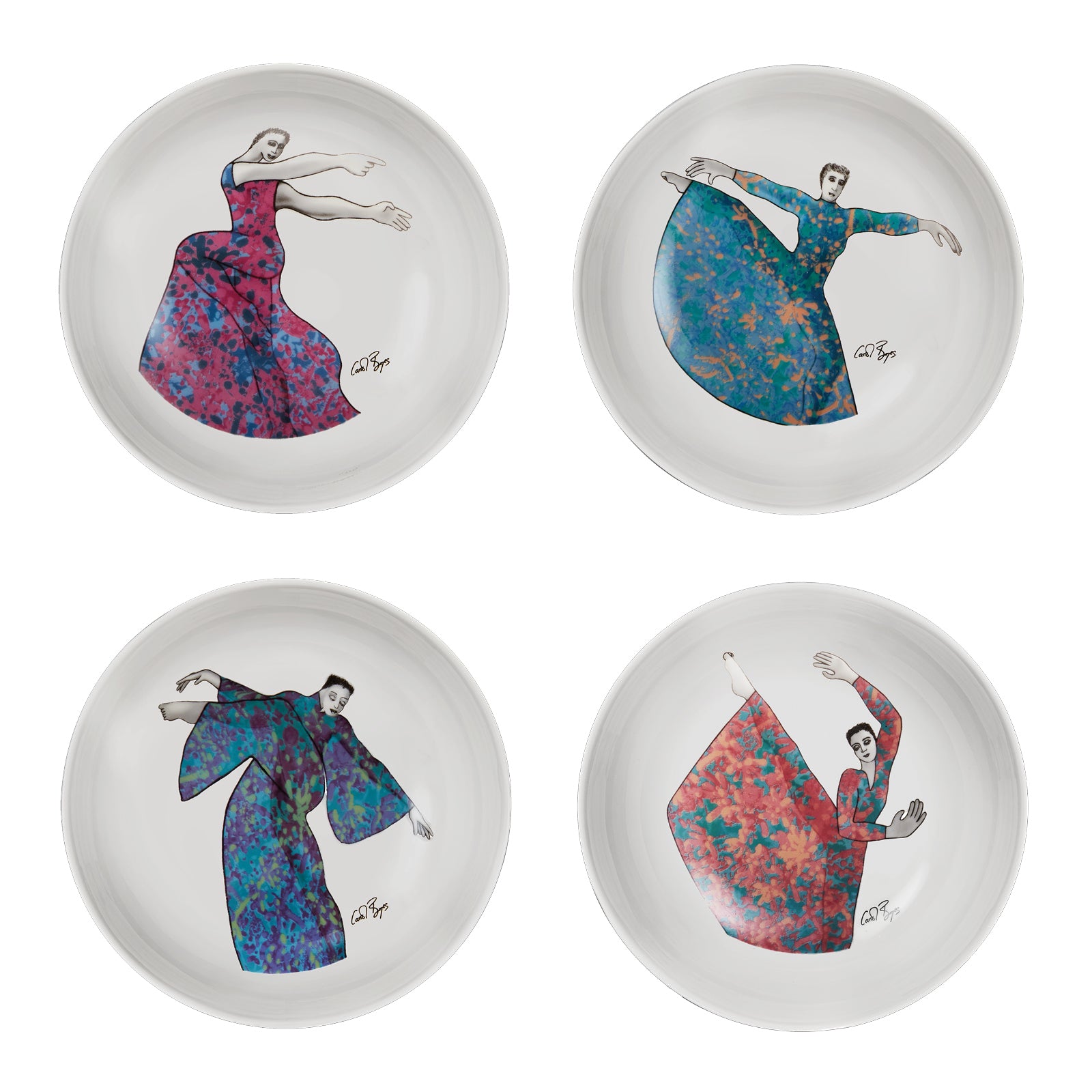 CEREAL / SOUP BOWL SET OF 4 - dancing girls