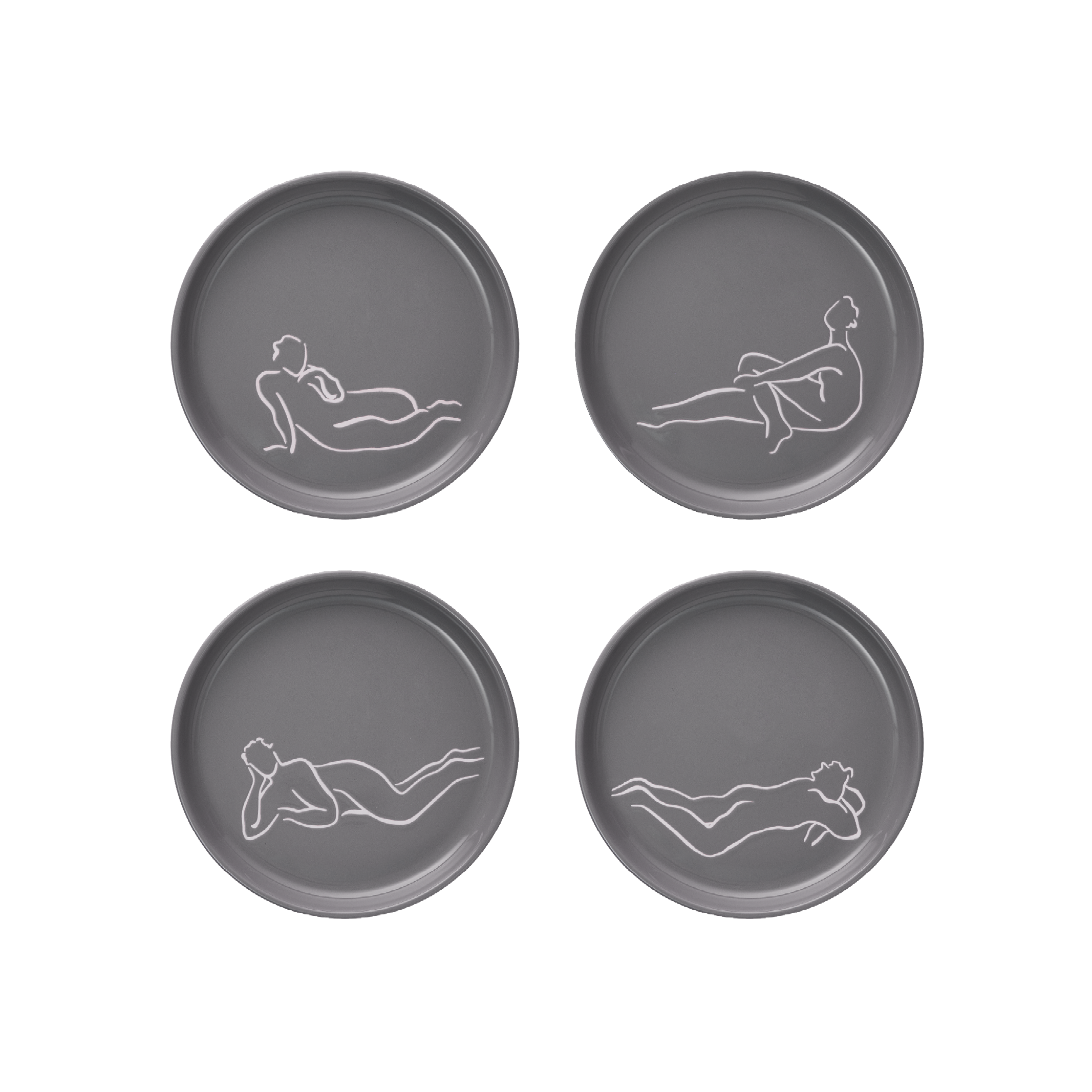 SIDE PLATE SET OF 4 - luxe loungers - grey