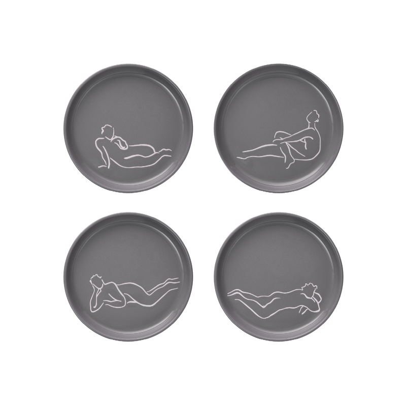 SIDE PLATE SET OF 4 - luxe loungers - grey