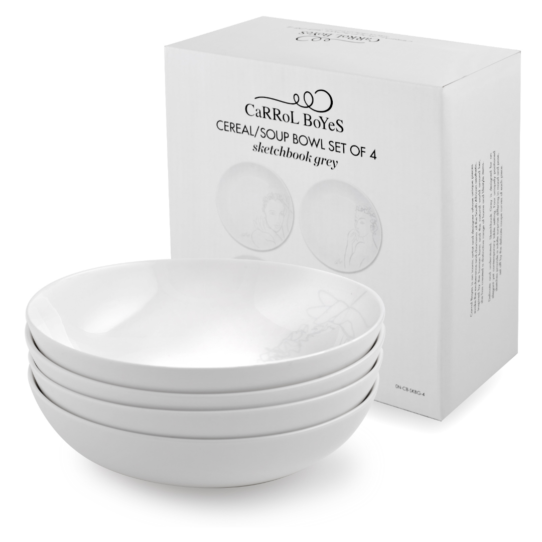 Cereal / Soup Bowl Set Of 4 - Sketchbook Grey