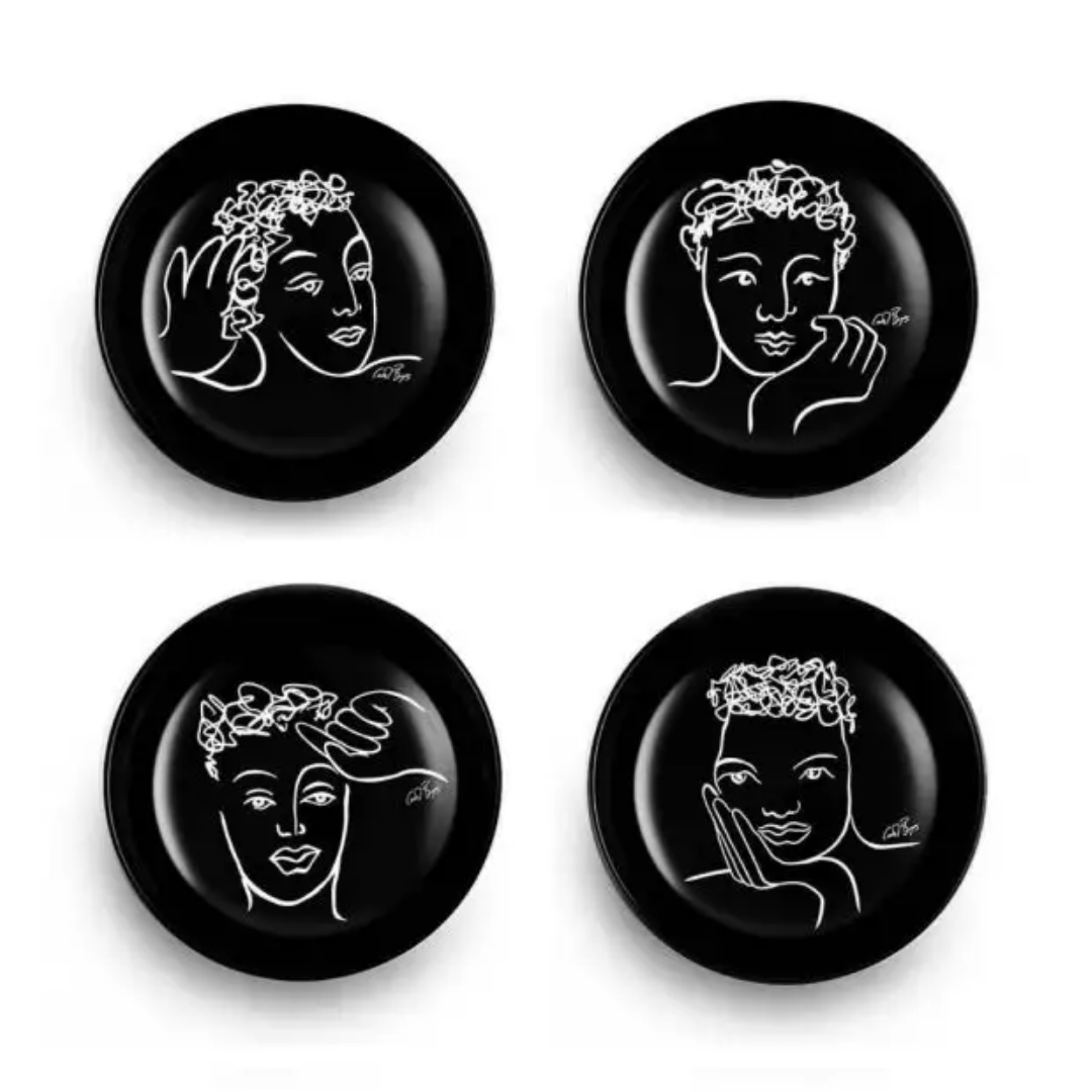 Cereal / Soup Bowl Set Of 4 - Sketchbook Black
