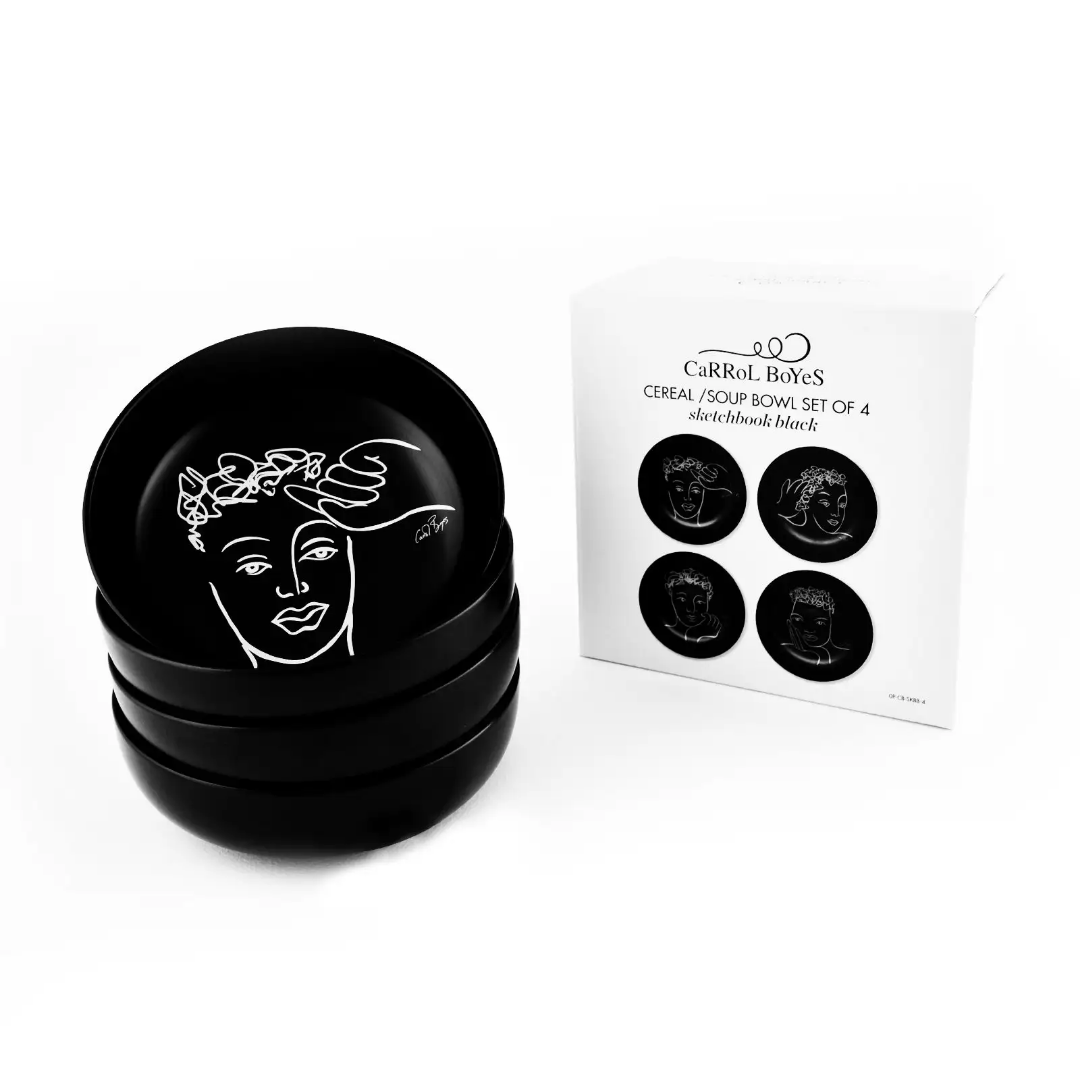 Cereal / Soup Bowl Set Of 4 - Sketchbook Black