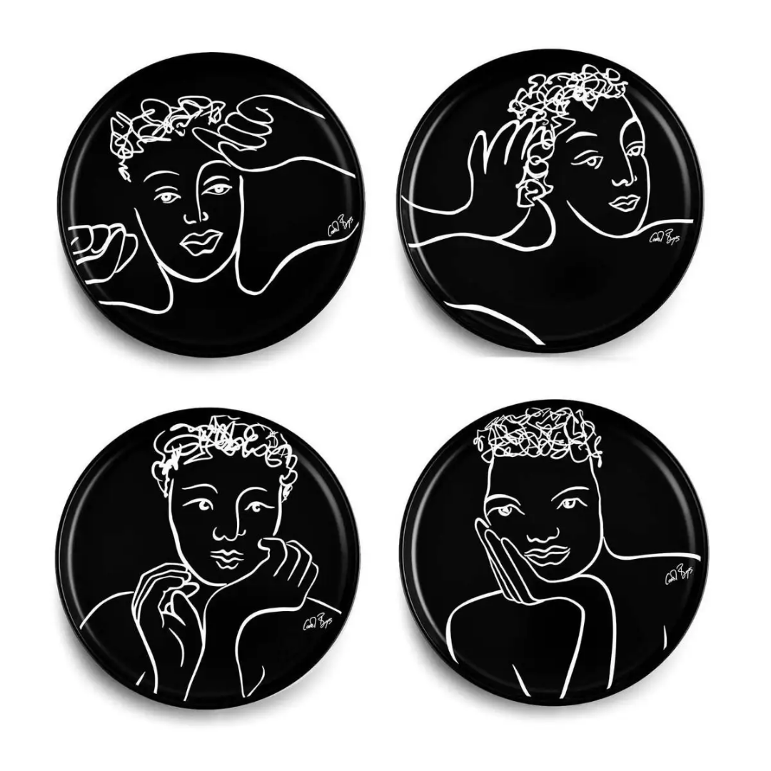 Dinner Plate Set Of 4 - Sketchbook Black
