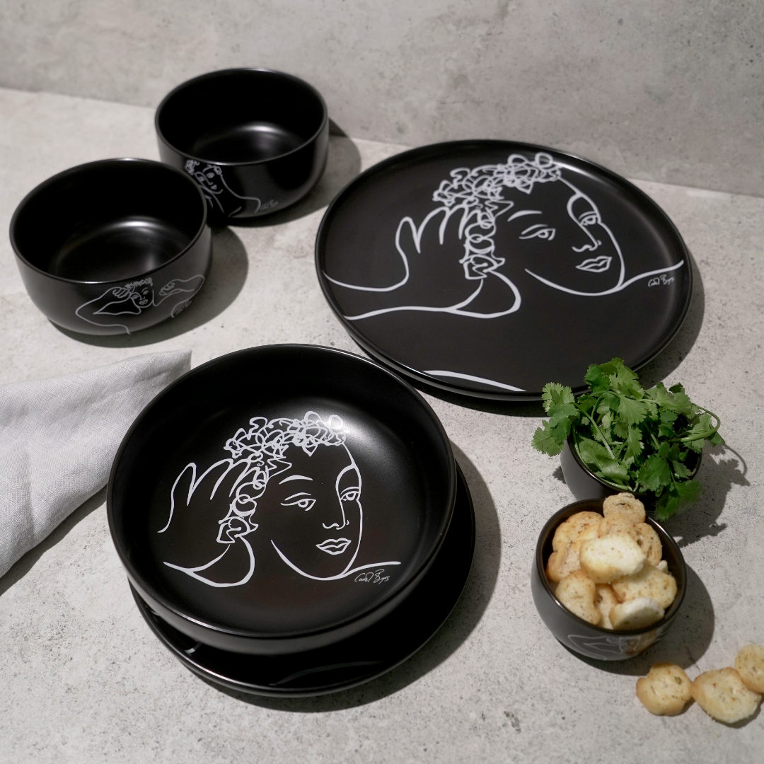 Dinner Plate Set Of 4 - Sketchbook Black