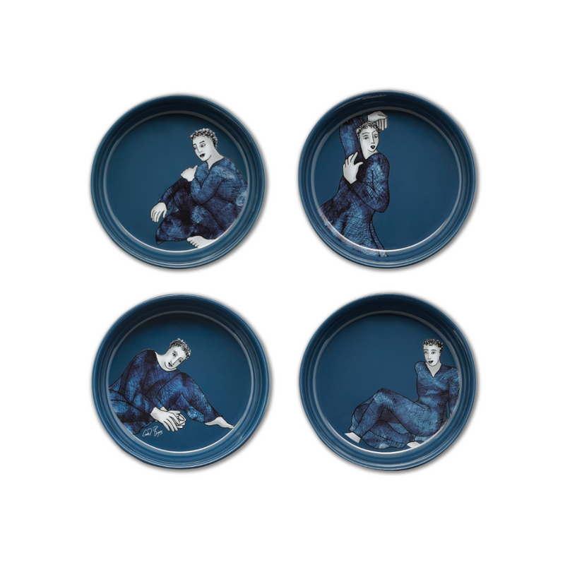 Cereal / Soup Bowl Set Of 4 - Indigo Blues