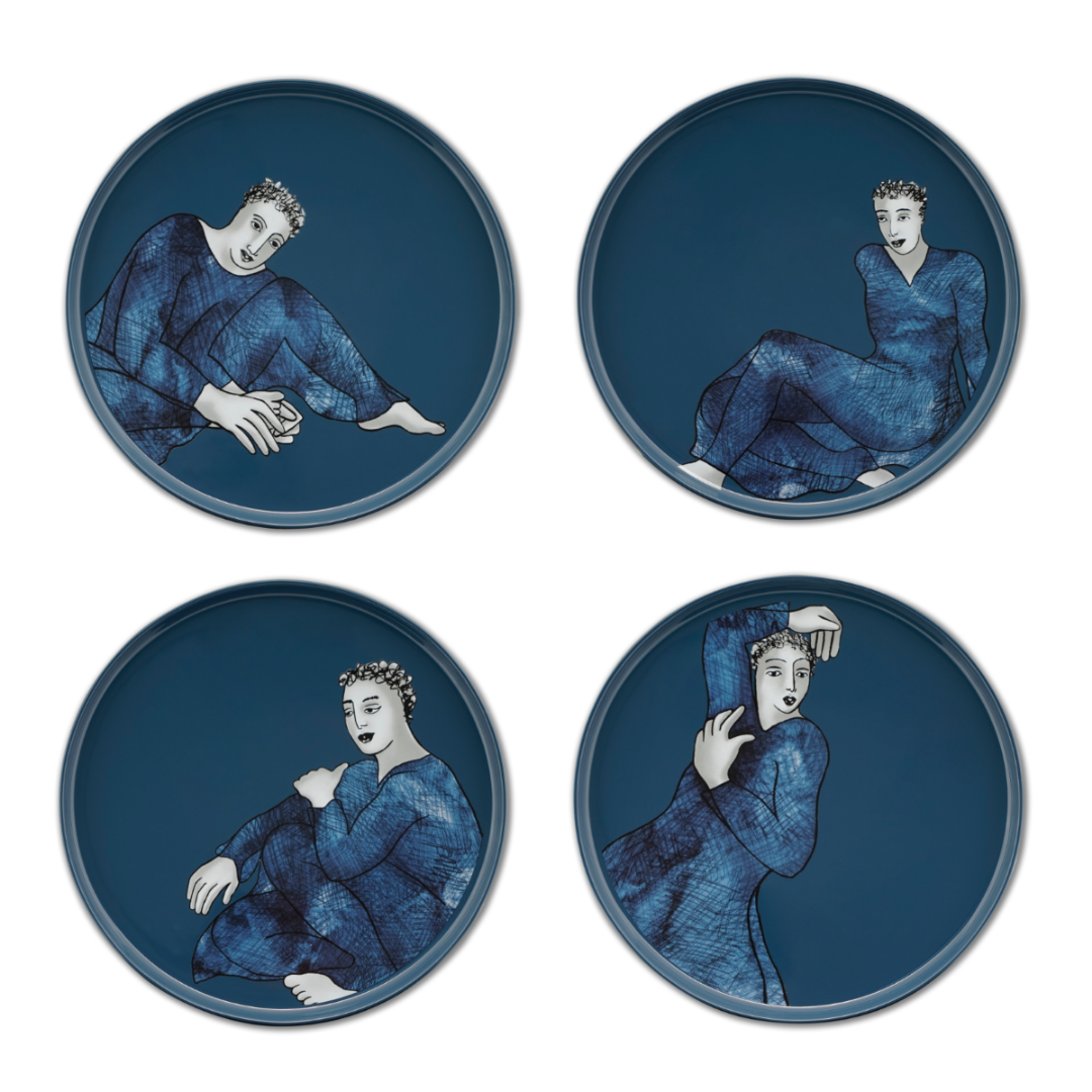 Dinner Plate Set Of 4 - Indigo Blues