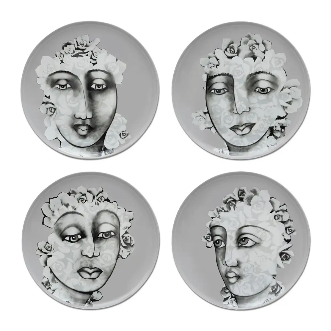 Dinner Plate Set Of 4 - Succulent Faces