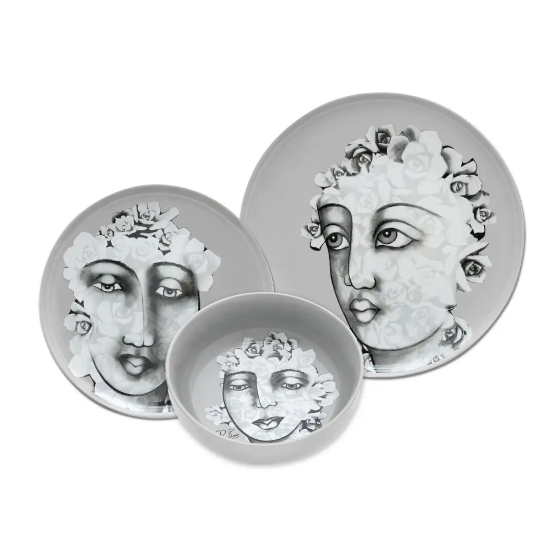 Dinnerware 12Pc Set - Succulent Faces