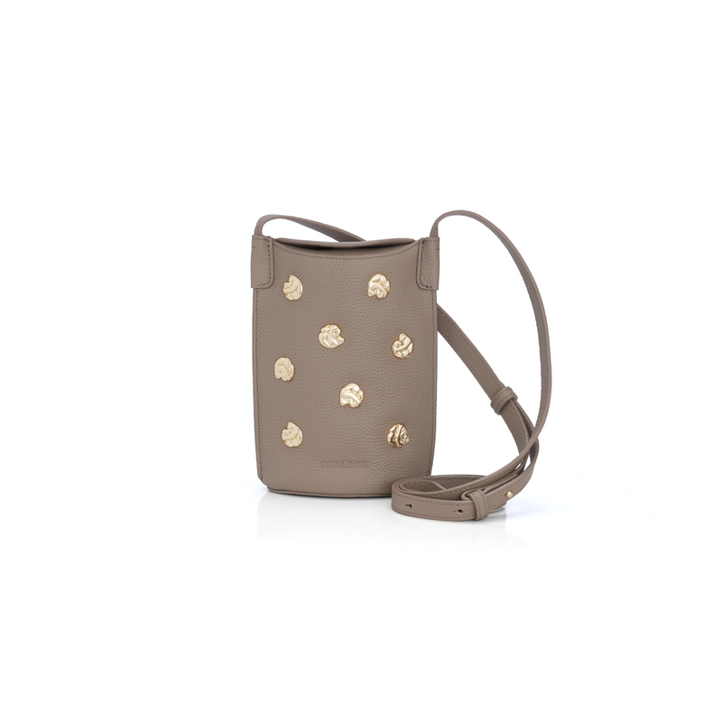 STUDDED PHONE POUCH - cradle - taupe