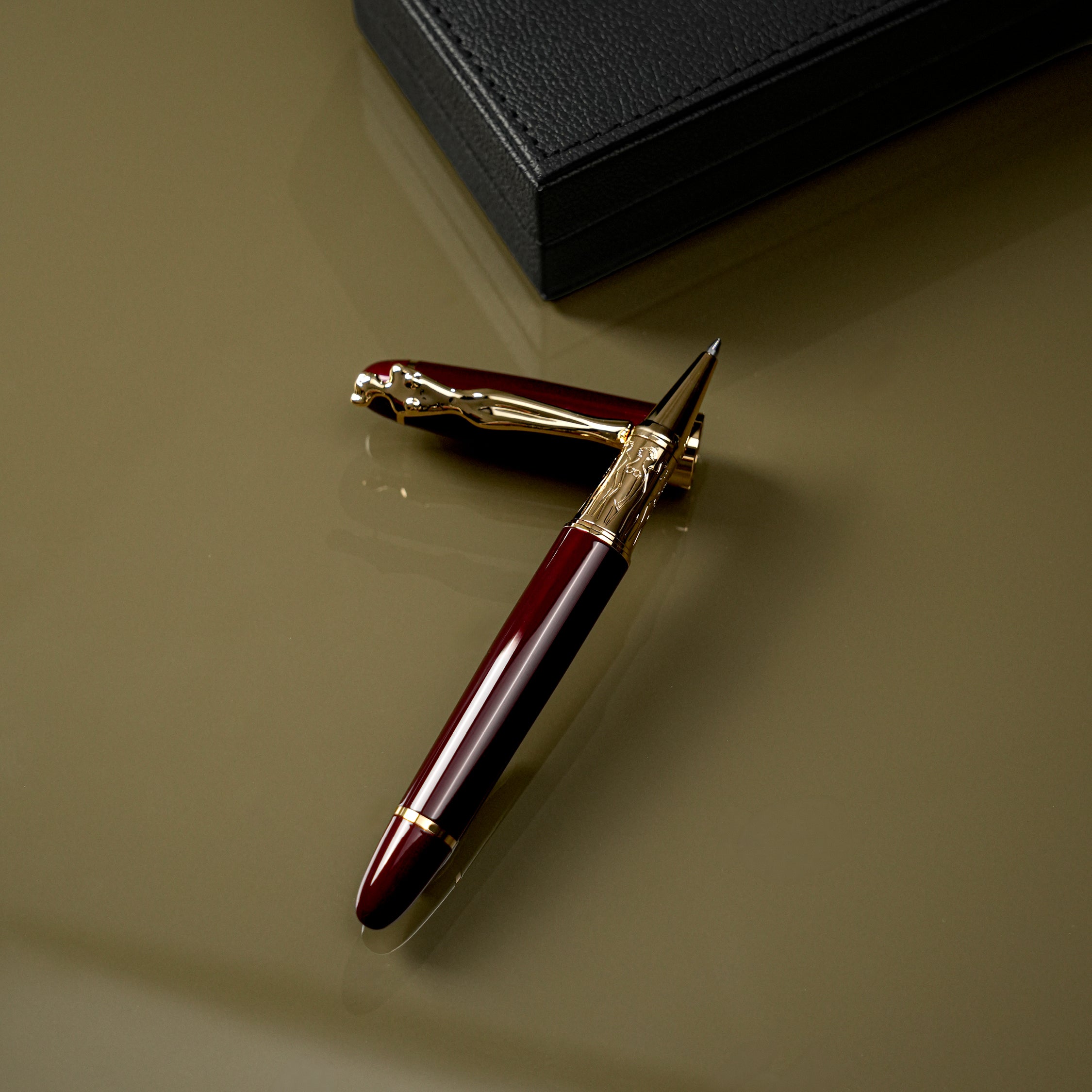 ROLLERBALL PEN - woman - gold - burgundy