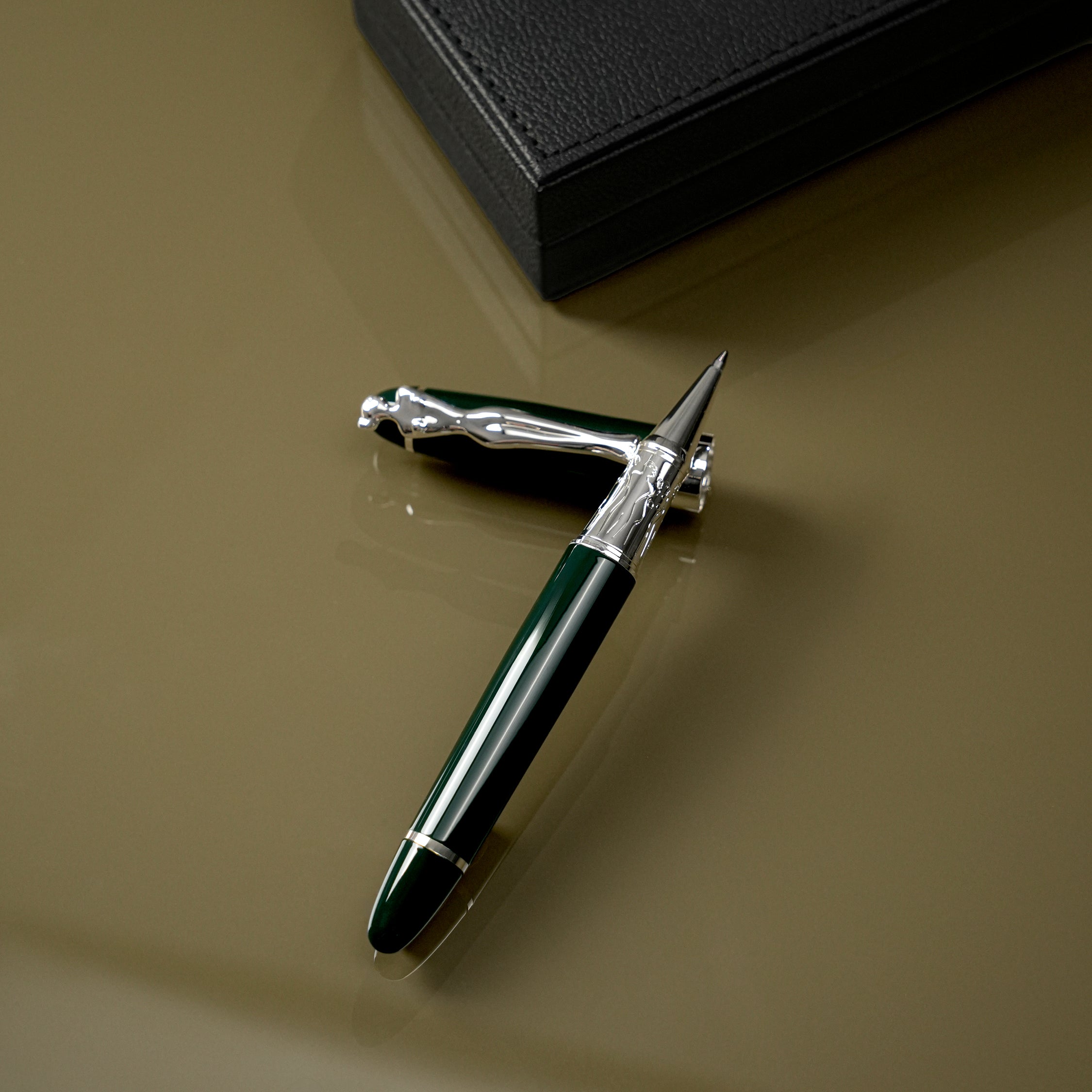 Rollerball Pen- woman - silver - bottle green