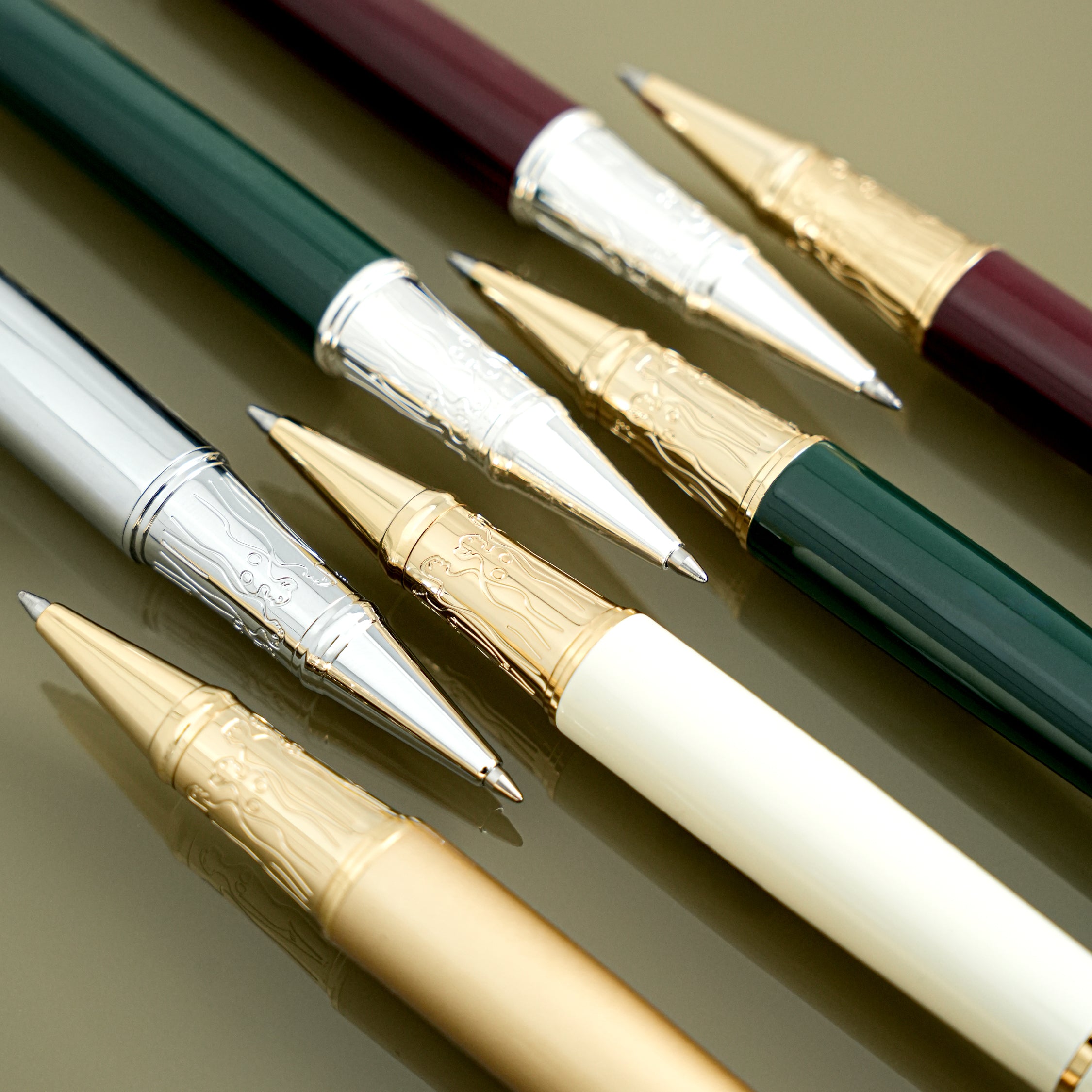 Rollerball Pen- woman - silver - bottle green