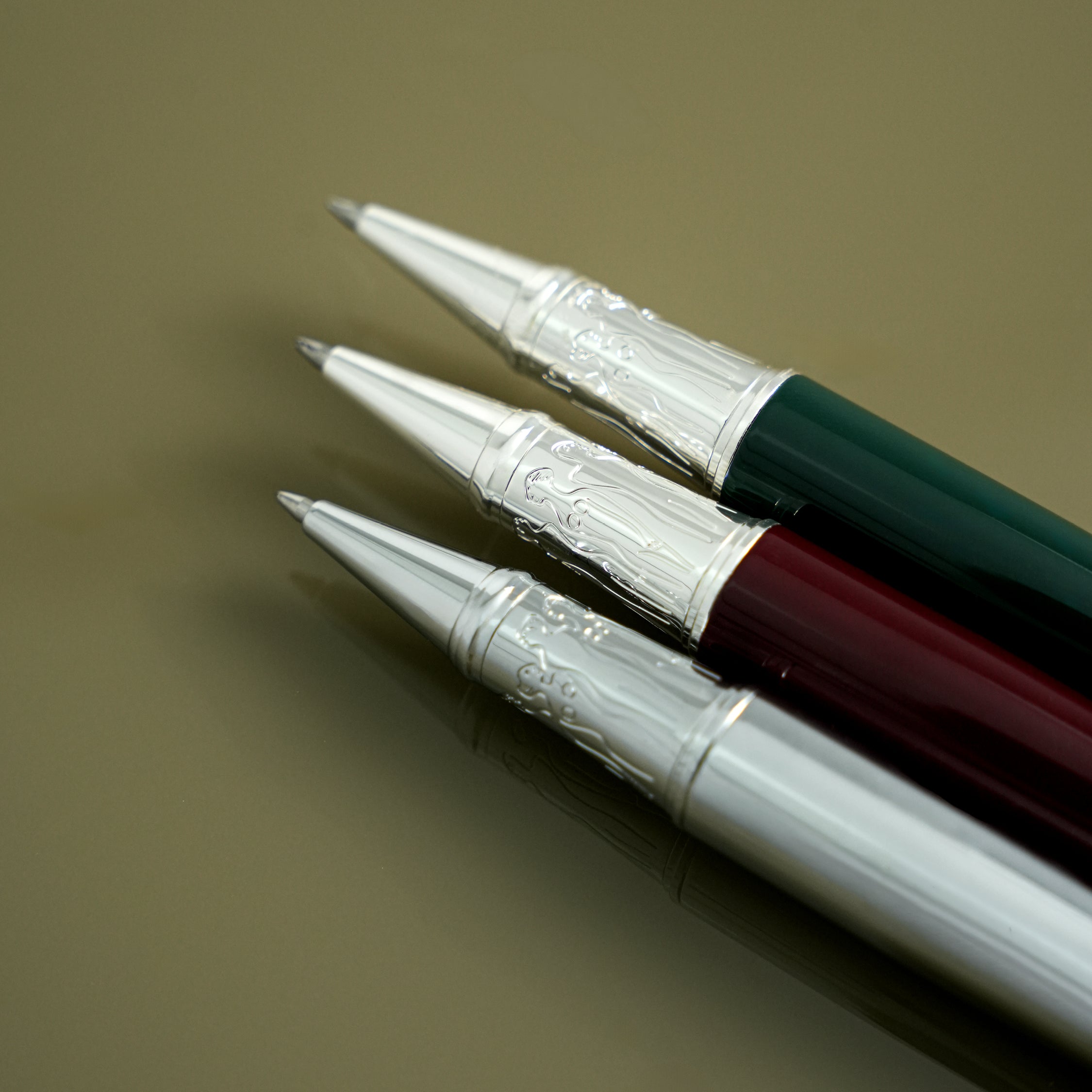 Rollerball Pen- woman - silver - bottle green