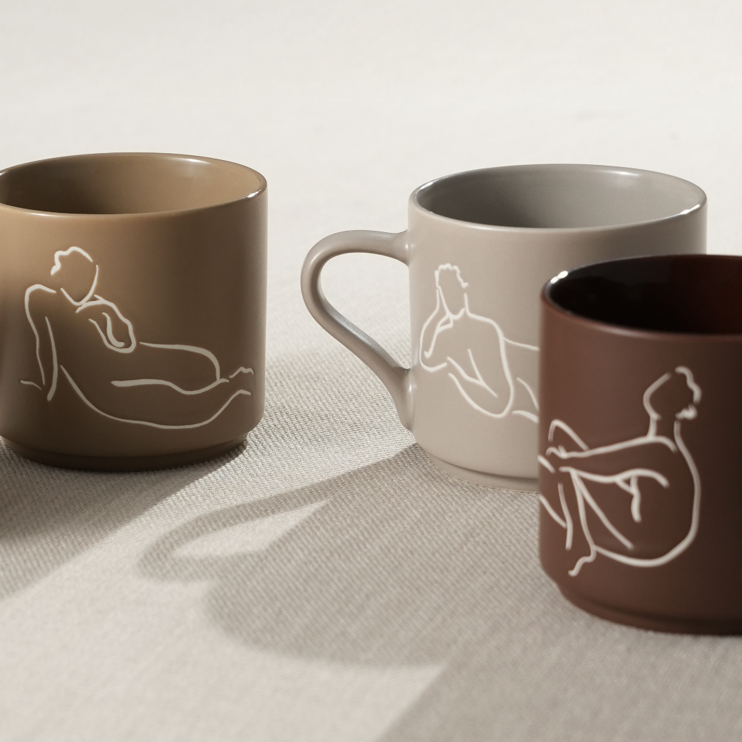 STACKABLE MUG SET OF 4 - luxe loungers - neutral