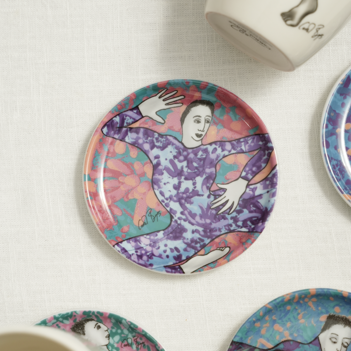 RIMMED COASTER SET OF 4 - dancing girls