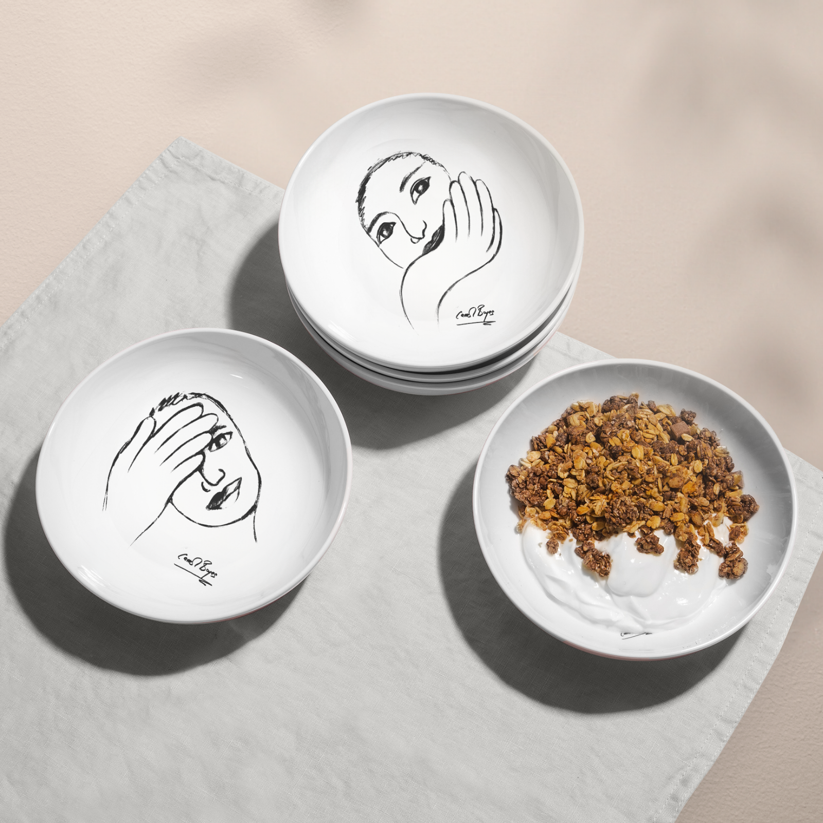 Cereal / Soup Bowl Set Of 4 - Heritage Sketchbook Mix