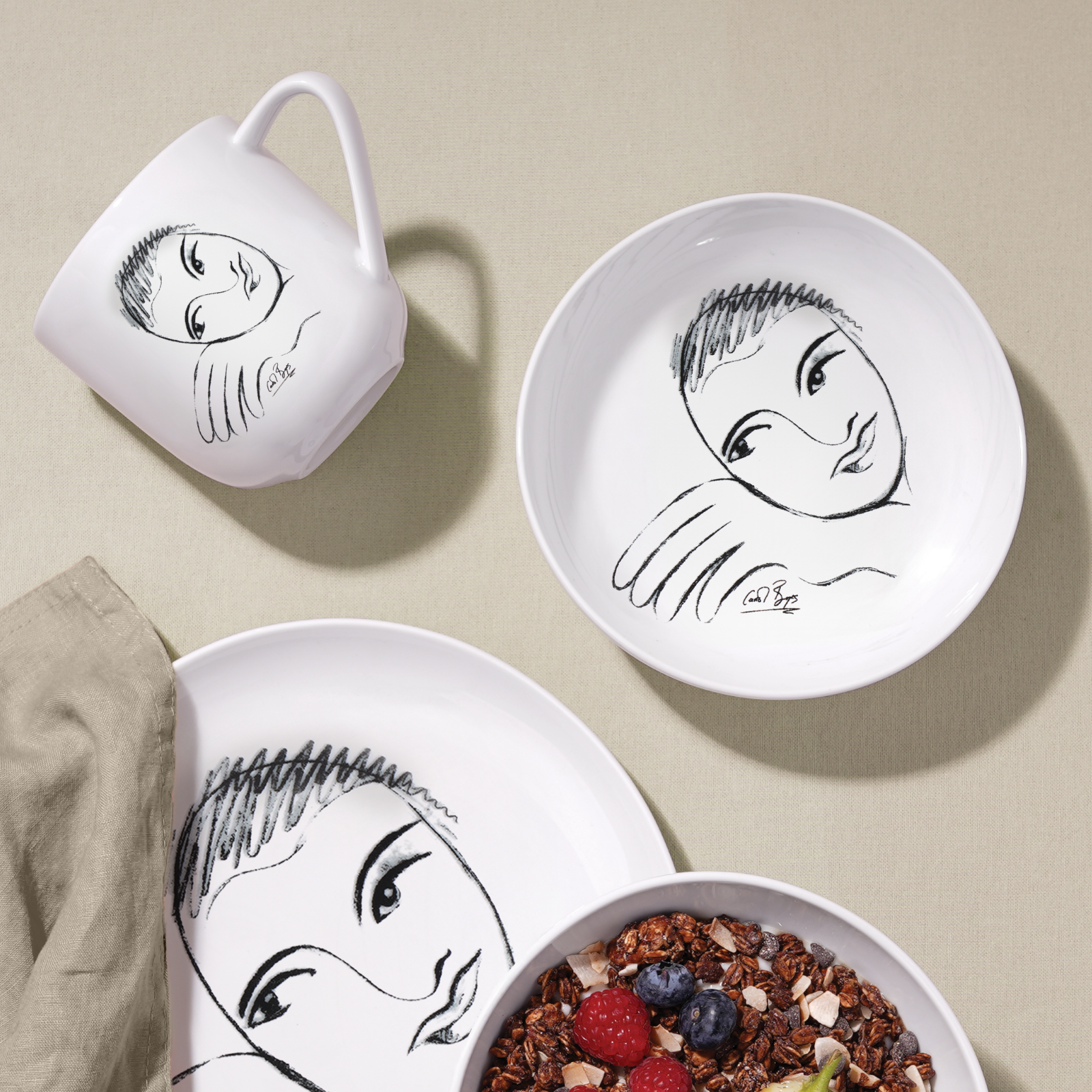 Cereal / Soup Bowl Set Of 4 - Heritage Sketchbook Mix