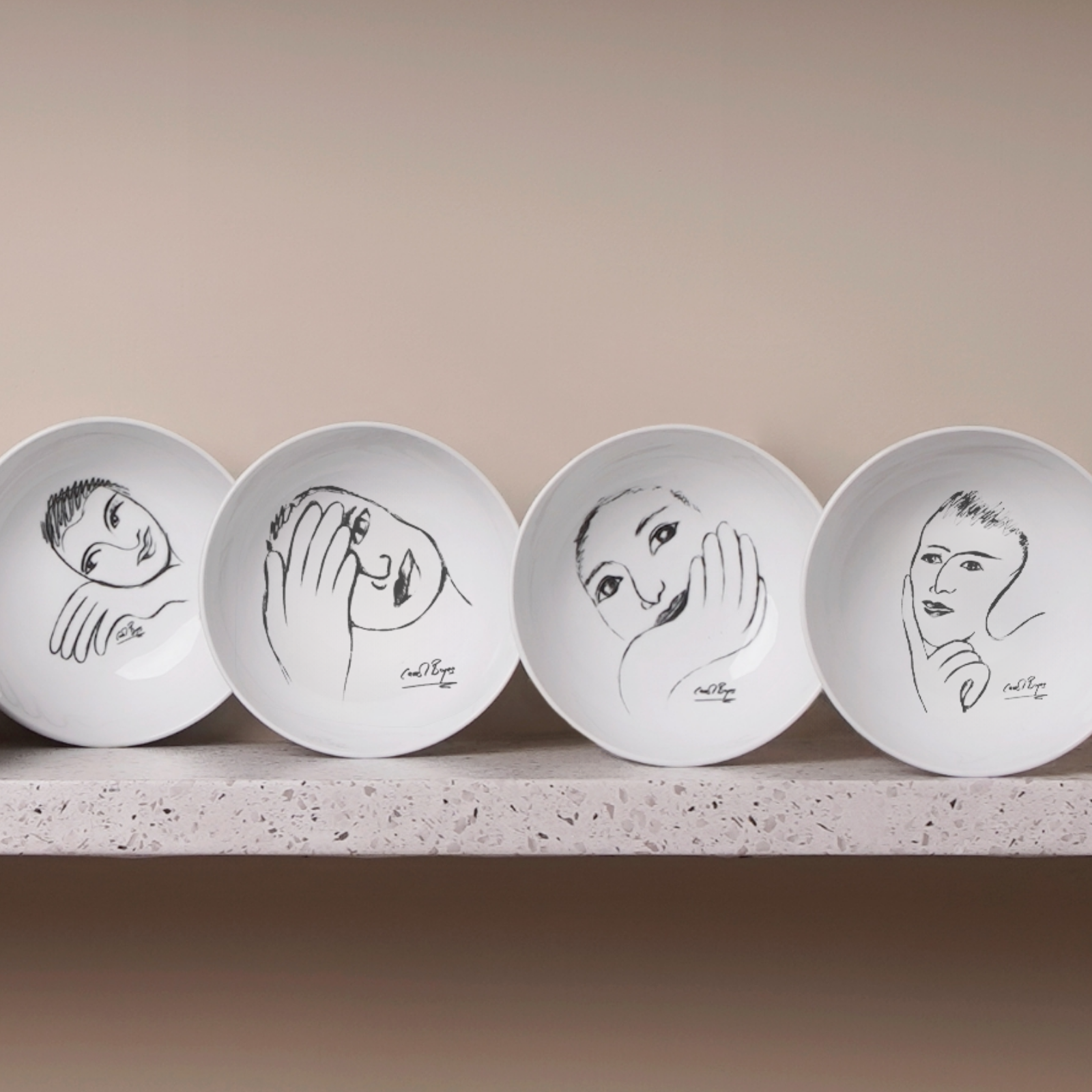 Cereal / Soup Bowl Set Of 4 - Heritage Sketchbook Mix