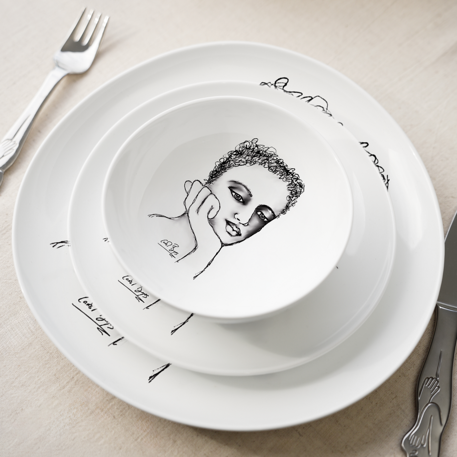 Dinnerware 12Pc Set - Modern Sketchbook Mix