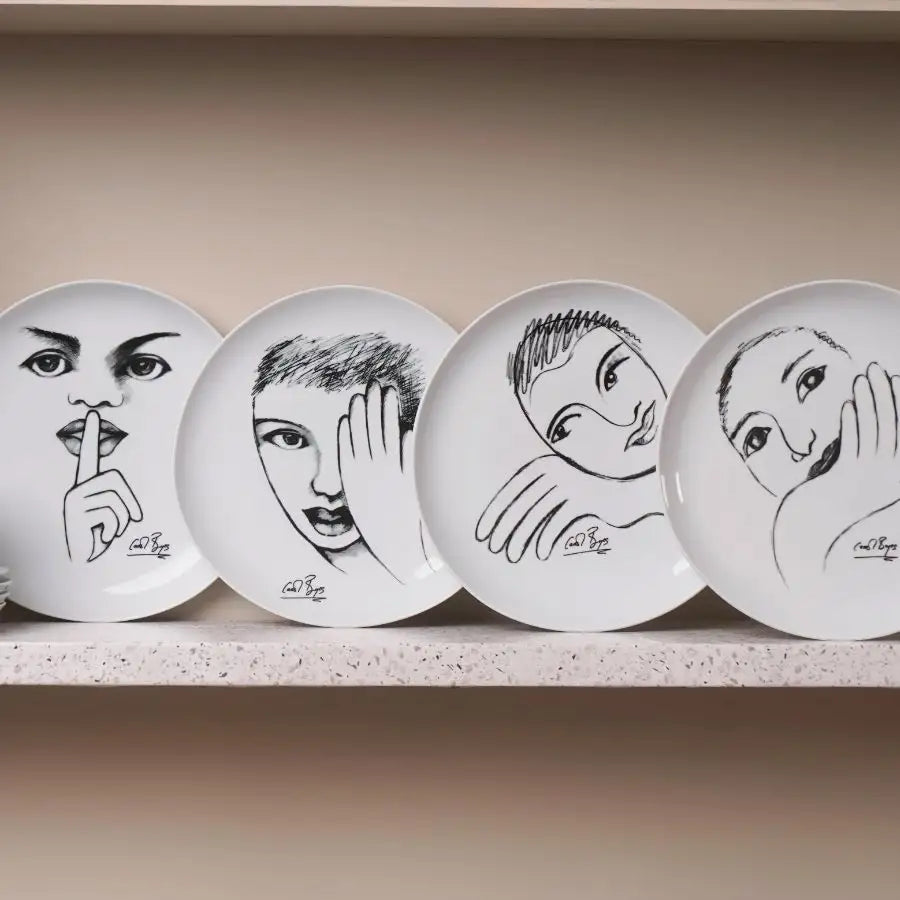 Dinner Plate Set Of 4 - Modern Sketchbook Mix