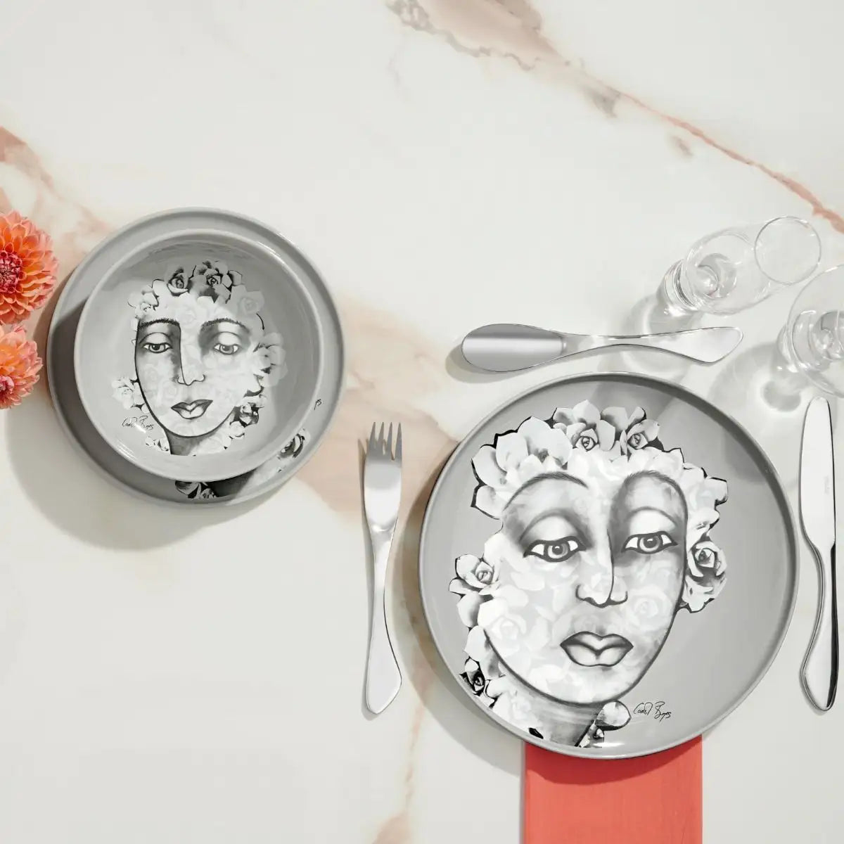 Side Plate Set Of 4 - Succulent Faces