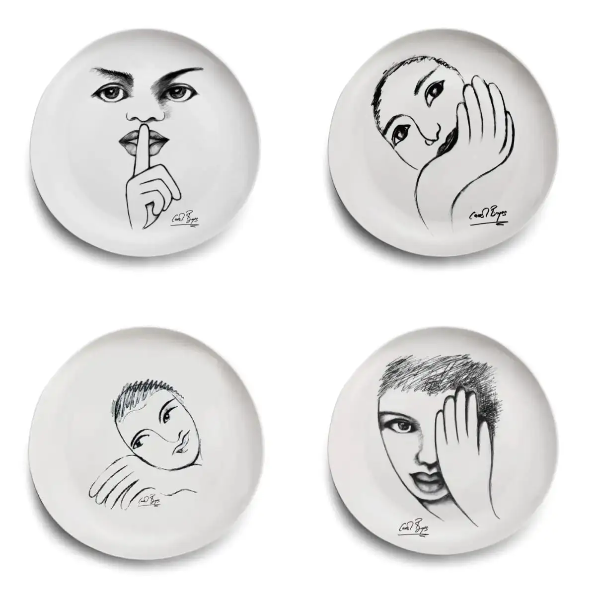 Dinner Plate Set Of 4 - Modern Sketchbook Mix