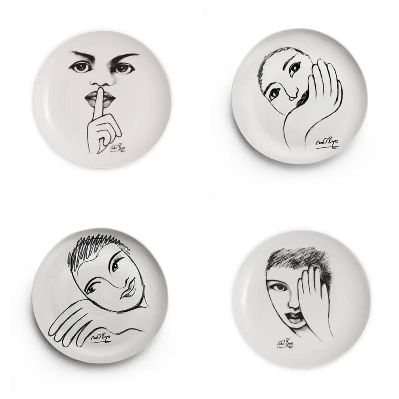 Side Plate Set Of 4 - Modern Sketchbook Mix