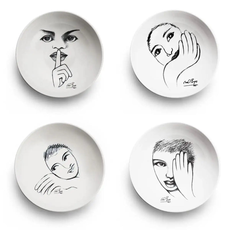 Cereal / Soup Bowl Set Of 4 - Modern Sketchbook Mix