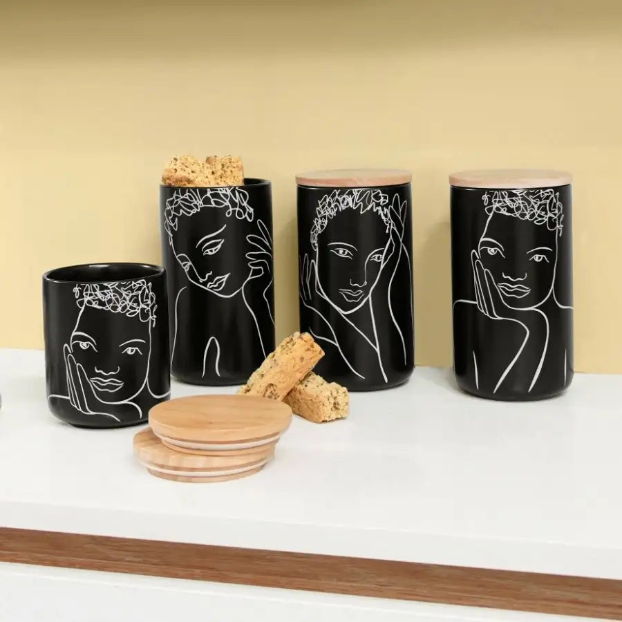 Canister Large Set Of 3 - Sketchbook Black Mix