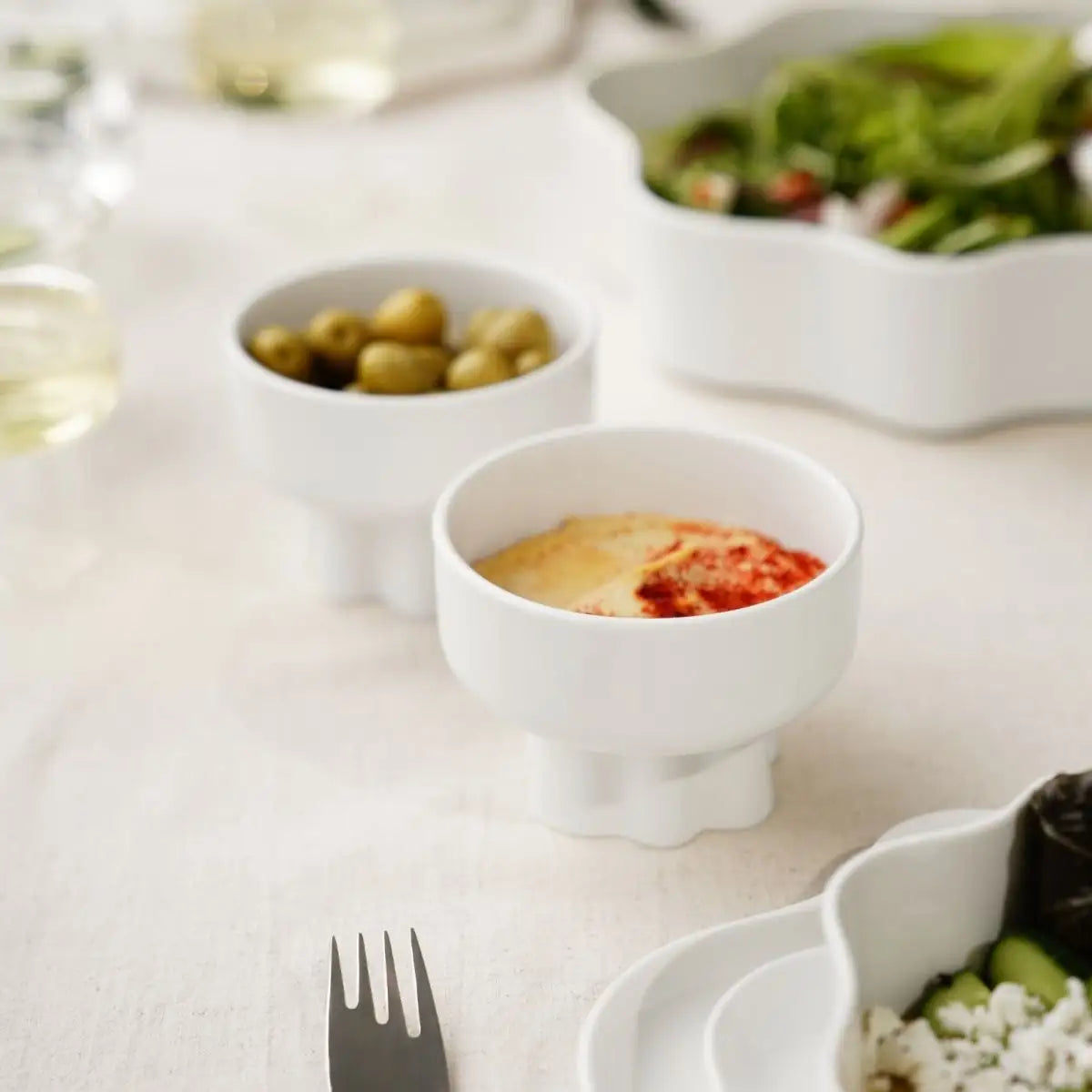 Small Footed Bowl Set Of 2 - Wavy