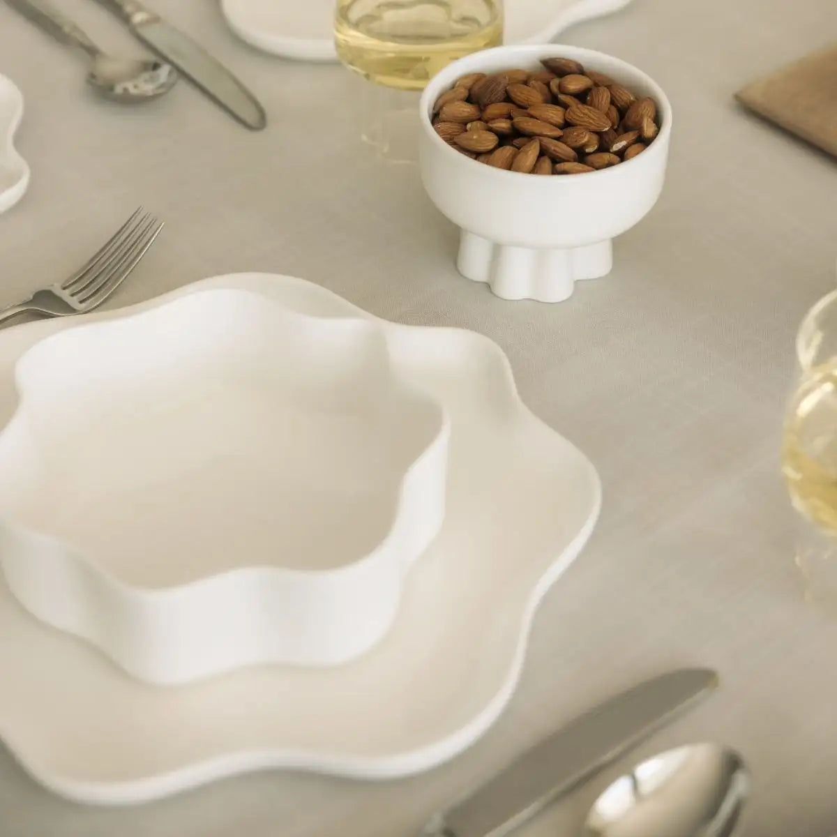 Small Footed Bowl Set Of 2 - Wavy